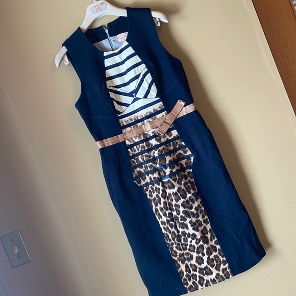 Tracy Reese Dresses & Skirts - TRACY REESE sz6 striped sheath dress silk/cotton n leopard